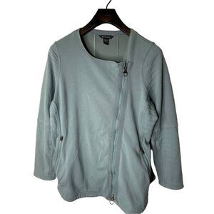Athleta assymetrical moto jacket long sleeve blue women's size 1X